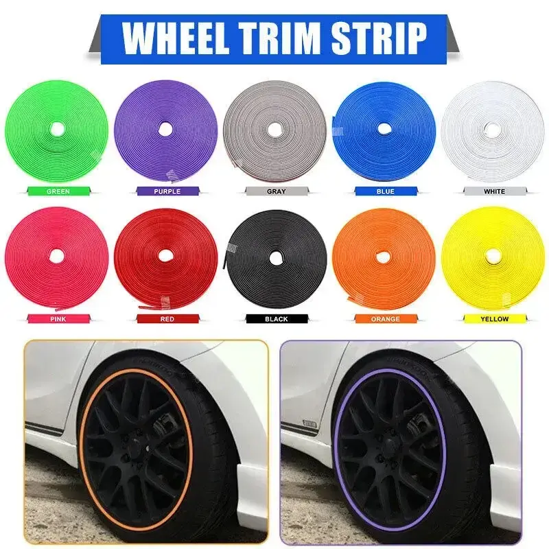 4/8M Roll Rim Blades Car Vehicle Color Wheel Rims Protectors Decor Strip Tire Guard Line Rubber Mounding Trim Tire Guard Line 2026 Decoration for your cars