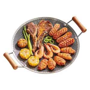 Grill Pan Non Stick Pan Barbecue Plate BBQ Portable Grill,Camping Korea Griddle Grill Pan Outdoor Camping BBQ Stove Roasting Grill Plate Kitchenware Nonstick