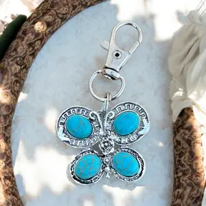 Turquoise Butterfly Purse Charm – Boho Western Bag Accessory