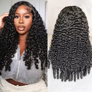 Half Wig Human Hair for Women Burmese Curly Glueless Clip-In Wigs 200% Density 3 IN 1 Half Wigs Flip Over Beginner Friendly Go Drawstring Wig No Glue No Sew Natural Color & Easy Install