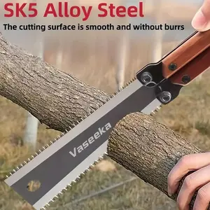 Vaseeka Portable Folding Saw—Wooden folding handle design, woodworking saw, multi-purpose hand saw, double-sided saw, woodworking trimming tool, suitable for cutting wood outdoors and in the garden, PVC pipes, branches, and other outdoor tasks