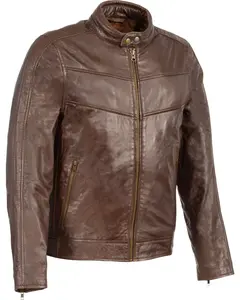 Milwaukee Leather Men's Stand Up Collar Jacket - Sfm1835-Broken Brown
