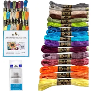 DMC Embroidery Floss, DMC Embroidery Thread Pack, Colors,Kit Bundle with Cross Stitch Hand Embroidery  Size 24. Supplies for Embroidery String,Yarn Set,DMC Cross Stitch Threads