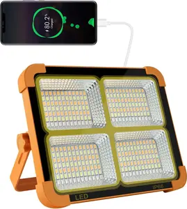 Portable LED Work Solar Light 100W 16500mAh 10000 LM with Stepless Brightness Job Site Battery Rechargeable LED Floor Light for Emergency Worklight for Hurricane Rechargeable Dimmable Camping Light Energy Saving Adjustable