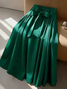 Elegant A-Line Skirt for Women, Womenswear Spring Summer Fashion, Loose Fit Waist Tie Design, Versatile Daily Wear