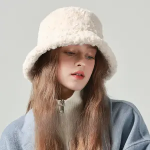 Fisherman hat women's winter new warm Korean version versatile face enhancing small hat autumn and winter plush basin hat winter beanie hat large woman