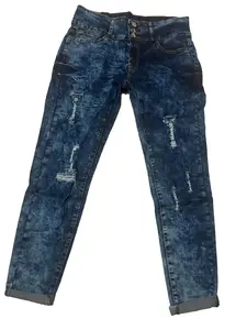 Women's Skinny Jeans, Hight waist Stretch Denim Jeans.Ripped and buttons.