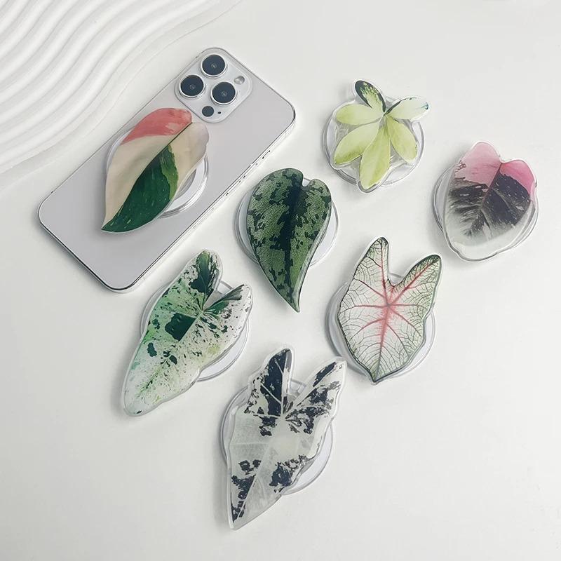 Diverse Plant Leaves Phone Holder Socket Grip Talk for Magsafe IPhone Mac Samsung Safe Ring Finger Expanding Stand