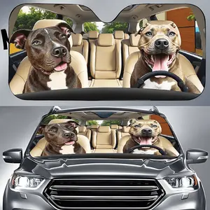 Couple of Dogs in Car | Auto Sunshades, Front Window Sun Cover for Car, Durable Polyamide Visor, Universally Applicable, Car Gift
