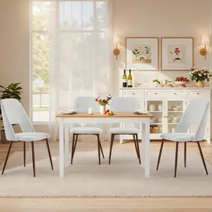 Modern Minimalist Light Brown Kitchen Table, 4-Seater Solid Knot-Free Pine Wood Dining Table for Home & Office