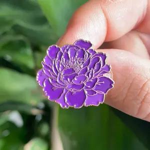 Peony White Soft Enamel Pin