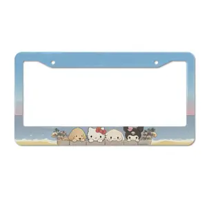 Sanrio Good Friends Holiday at the Beach Unisex Stainless Steel License Plate Holder Anti-Corrosion High Temperature Resistant No Rusting Forever Design