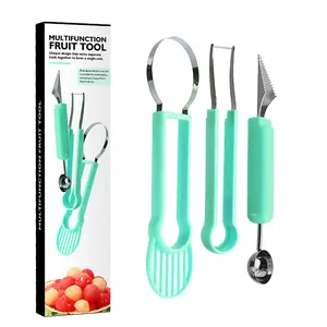 Melon Baller Scoop Set 4 In 1 fruit cutters shapes watermelon scooper fruit scooper and baller fruit carving tools stainless sale