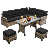 Natural Rattan and Black Cushion