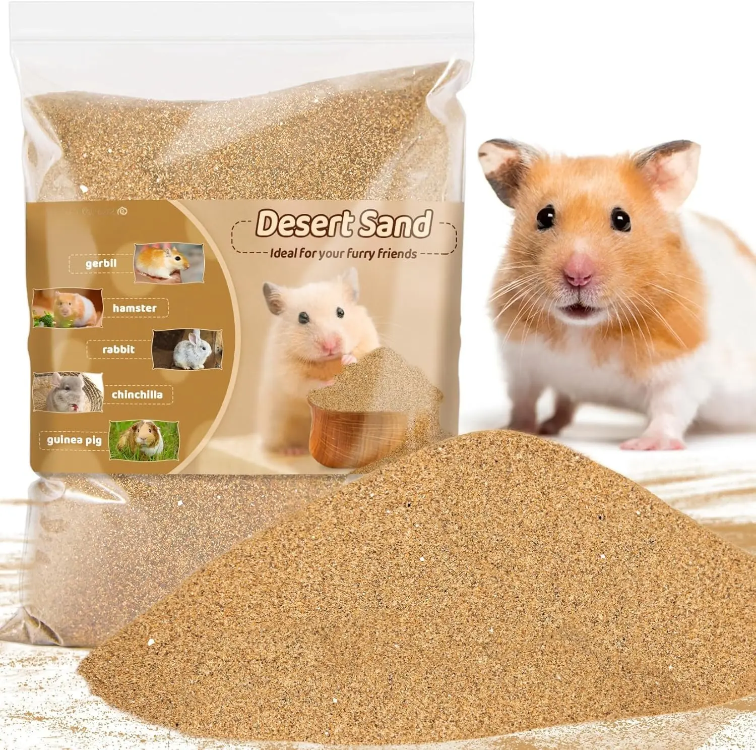 Hamster Desert Sand 15OZ - Fine Sand Bath for Reptile Hermit Crab  Hamster Chinchilla Gerbil Turtle as Zoo Med Repti Sand Substrate Hamster Bedding Cleaning Supplies Odor Control  Dig