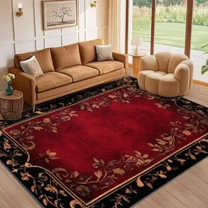 Velvet Soft Persian Vintage Print Rug, Boho Area Rug, Home Decor Carpet, Living Room Large Mat, Sofa Cushion, Bedroom Bedside Rugs, Multi-Scene Use