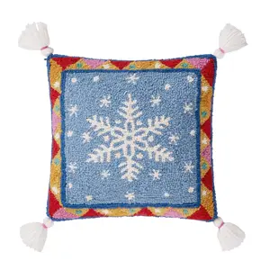 Festive Snowflake Tassel Pillow