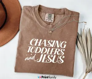 Christian Mom Graphic Shirt – “Chasing Toddlers and Jesus” Faith Quote Tee, Comfort Colors Relaxed Fit, Funny Mama Shirt, Christian Gift for Moms