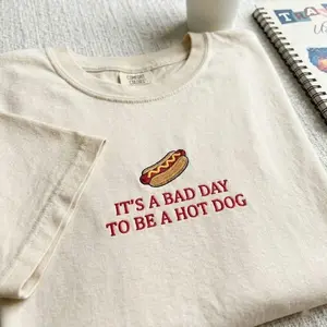 Embroidered Comfort Colors Bad Day To Be A Hot Dog TShirt, USA Summer Tee, Women's 4th Of July T-Shirt, Memorial Day Gift