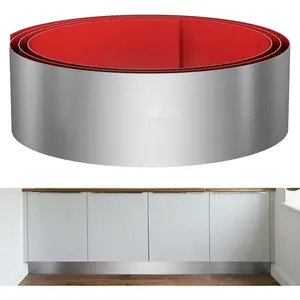 Stainless Steel Toe Kick Cover, 6" x 102" Baseboard Plate, Self Adhesive Kickplate for Bottom of Door, Kitchen Island, Cabinet, Cupboard (Brushed Nickel)
