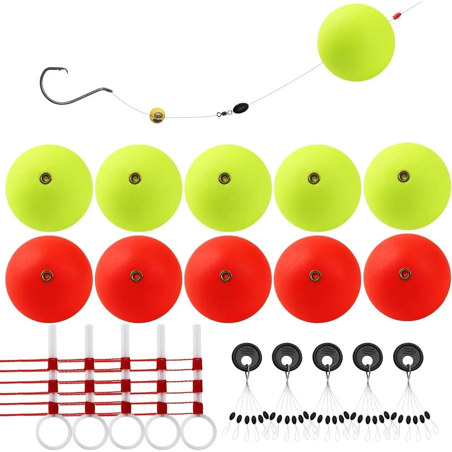 20 count Slip Fishing Bobber Fishing Float Slip Fishing Rig Rubber Bobber Stoppers for Crappie Panfish Walleyes Trout Bass Fishing