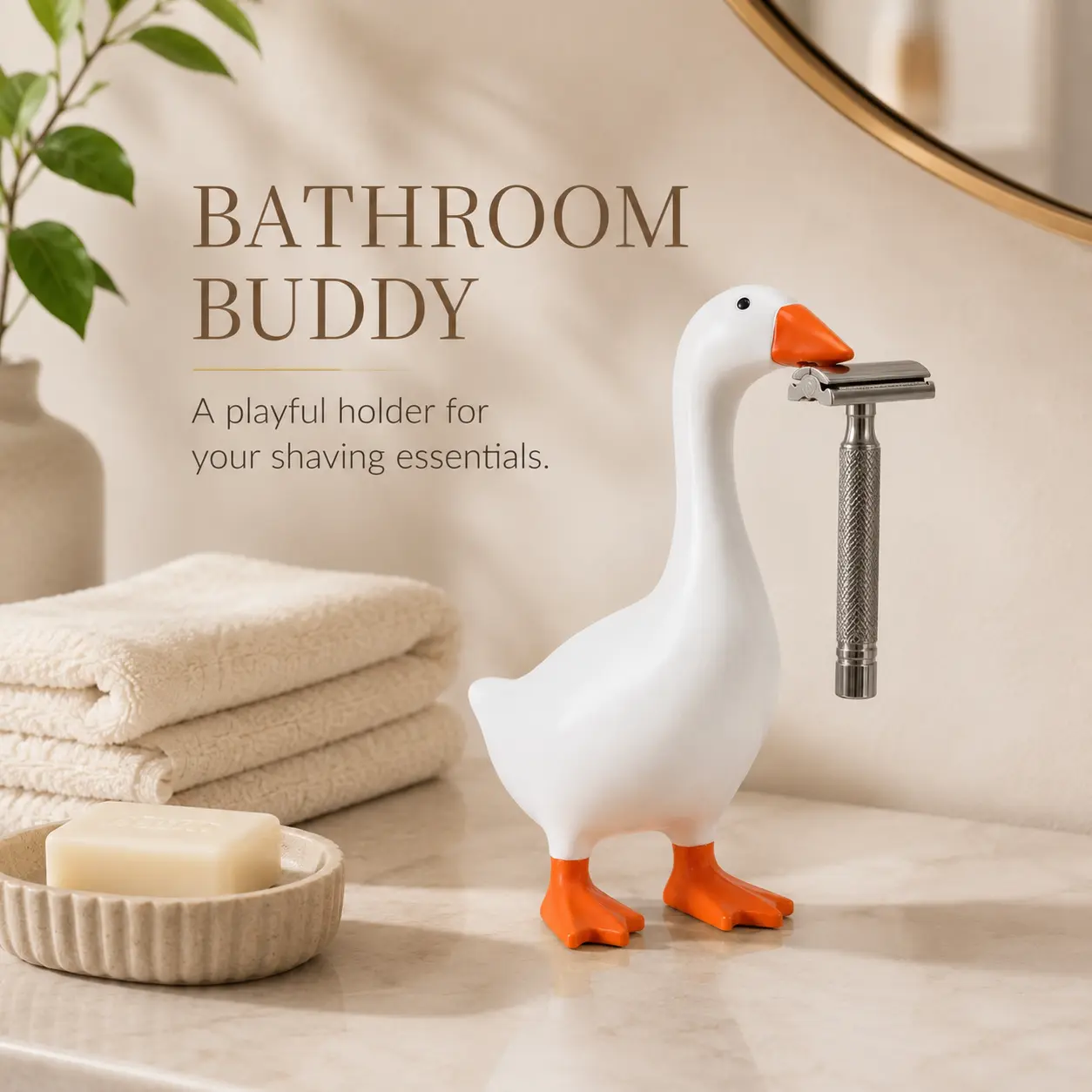 -Inch Resin Goose Desk Statue with Magnetic Beak Funny Desktop Figurine Key Holder Cute Home Office Decor Housewarming Ornament Holiday Gift Decorative Accessory, House Decor, Whimsical Room Decor