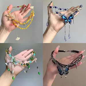 Trendy Butterfly Fringe Beaded Choker Female Individual Heavy Workmanship Sweet Cool