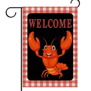 Sunwer Crawfish Garden Flag, Seafood Boil Welcome Sign Crawfish Boil Party Decoration Outdoor Outside Yard Lawn for Home