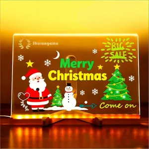 12-Color Illuminated Acrylic LED Note Drawing Board - Dry-Erase Night Light with Stand for Home Office Festival Gift (12"*7.9")