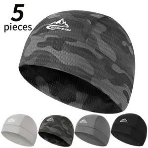 5pcs Breathable Cycling Skull Cap UPF50+ Quick Dry Ice Silk Helmet Liner Hat for Men Women Running Biking Hiking Outdoor Sun Protection Sweatproof Stretch Lightweight Summer Cap