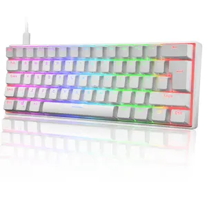 ZIYOULANG Mini 60% gaming keyboard, upgraded RGB backlit 61-key ultra-compact keyboard, MK21 ergonomic wired film office computer keyboard, suitable for PC, MAC, PS4, Xbox ONE gamers