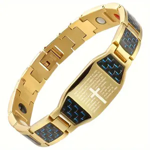 1pc Stainless Steel Cross Magnetic Men's Bracelet with Adjustable Sizing Tool