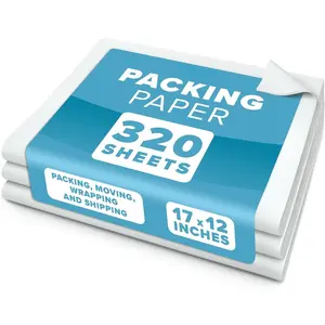 Packing Paper Sheets for Moving - 320 Sheets, Blank Newsprint Paper Sheets for Wrapping, Shipping, Arts & Crafts - Bulk Protective Paper for Box Filler, Cushioning & Protecting Fragile Items - 12x17
