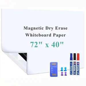 Magnetic Dry Erase Whiteboard Sheet, 72" x 40" Self Adhesive Whiteboard for Wall, Easy to Write and Clean Dry Erase Board for Kids, Office, Home, with Marker, Magnetic Eraser and Magnets office whiteboard