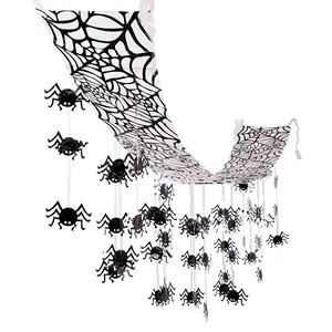 12 Ft. x 12" Hanging Black Spider Ceiling Halloween Decoration