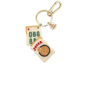 Solar Eclipse Hand-painted Mahjong Bag Charm + Keychain
