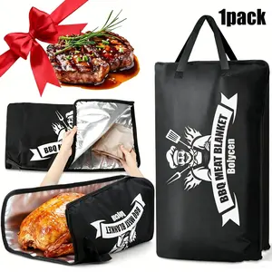 Upgraded Meat Insulated Resting Blanket, Wide Mouth Thick Heat Retention Storage Bag. Compatible with steak, pork shoulder and turkey. Practical BBQ gift for men, ideal present for Father's Day and outdoor lovers, 21 inches