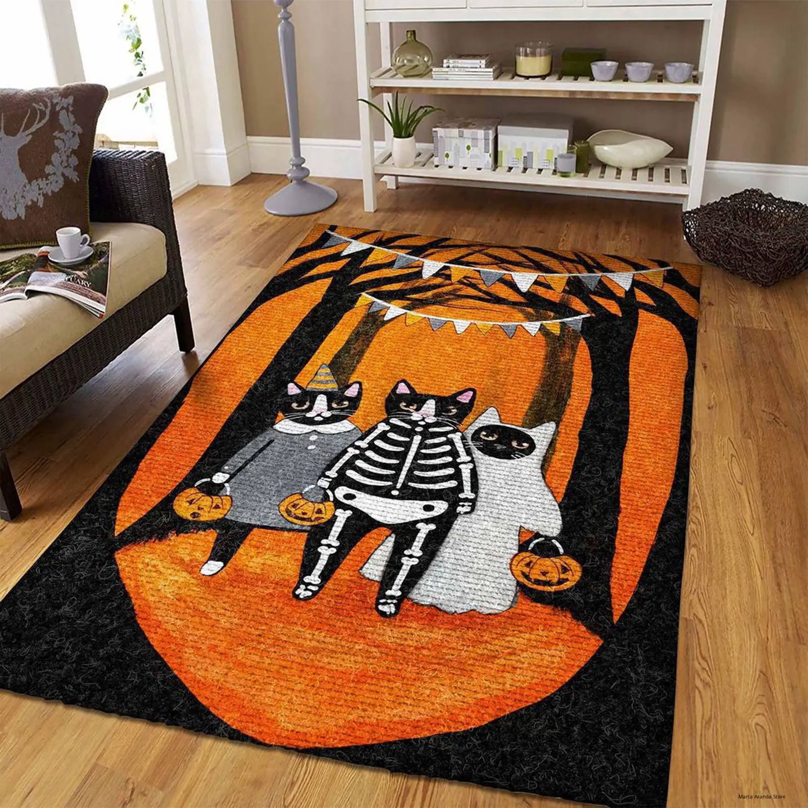 Halloween Funny Cat Costume Trick Or Treact Area Rug Carpet Vintage Home Decor Gift Idea Carpet Door Mat