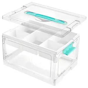 Transparent Storage Box with Handles, Stackable, Large Capacity, Ideal for Crafts, Art Supplies, Toys, Books, Beauty Items, Home, Classroom, Studio