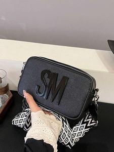 women's elegant letter design stylish adjustable crossbody bag, portable shoulder bag, fashionable versatile chain strap crossbody clutch purse, unique bags, trendy all-match crossbody pu leather bag for daily use, daily commuter purse