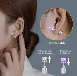 A pair of LED luminous earrings, party sparkling color changing luminous earrings, holiday gift, very suitable for parties