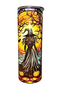 Witchy Stained Glass - 20oz oz 20 oz. 20oz. - Skinny Straight Sublimation Tumbler - Amy's Tumbler Junkies - Your Favorite Tumbler Shop!