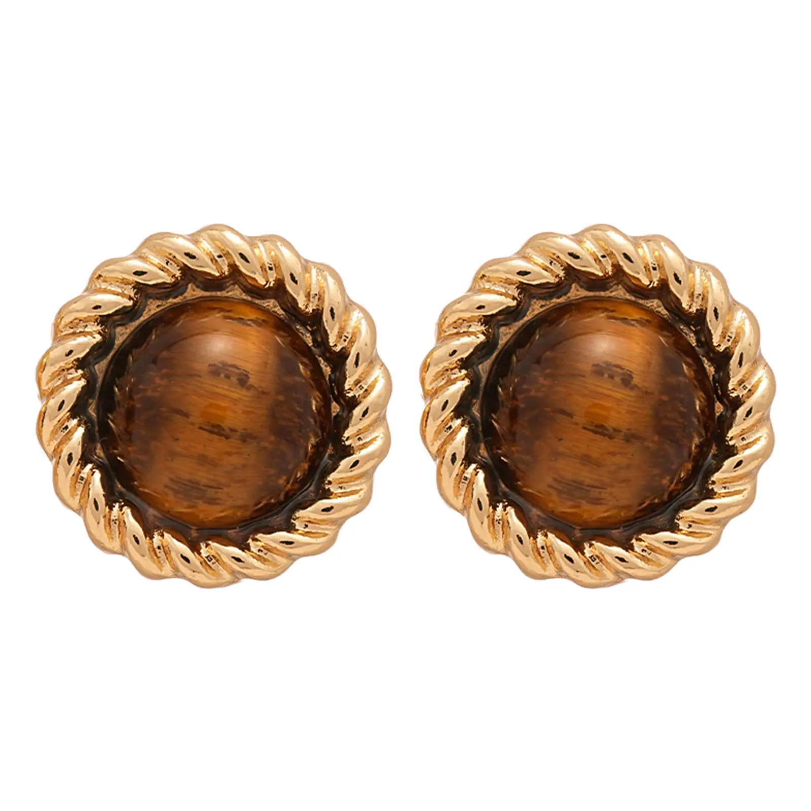 Tiger Eye Earrings for Women – 925 Sterling Silver Natural Gemstone Twist Studs Ladies Bohemian Earring Gift for Christmas Valentine’s Day, Bohemian Style, Boho Outfits, Gemstones summerwins