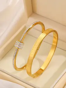 2 exquisite and fashionable stainless steel waist bracelets Roman numeral bracelet set Elegant and fashionable representative jewelry suitable for daily layering can be worn on all occasions