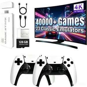 2026 Nostalgic Game Console Set with Wireless Controllers, HDMI Video Output, Preloaded Game Library & SD Card, Holiday Present for Game Enthusiasts
