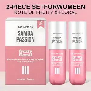 LANIMPRESS 2PC Fruity Floral Perfume Mist Brazilian Jasmine & Pink Dragonfruit Eau de Parfum Long-Lasting Paraben-Free Hair & Body Mist Travel-Size Cruelty-Free Continuous Fragrance