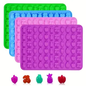 66-cavity Mini Fruit Shaped Silicone Mold, Cute Chocolate Mold, Soft Candy Jelly Mold, Baking Mold for Home Kitchen