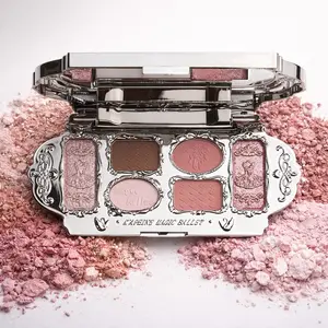 6 Color Magic Ballet Eyeshadow Palette, Silver Carved Shell, Shades, Matte & Shimmer Finish, Elegant Princess Style