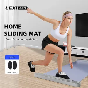 LEXI Home Sliding Mat Full Body Training Silent PU Glide Surface V Shape Ski & Side Slide Workouts Includes Shoe Covers No Gym Needed Core & Leg Training