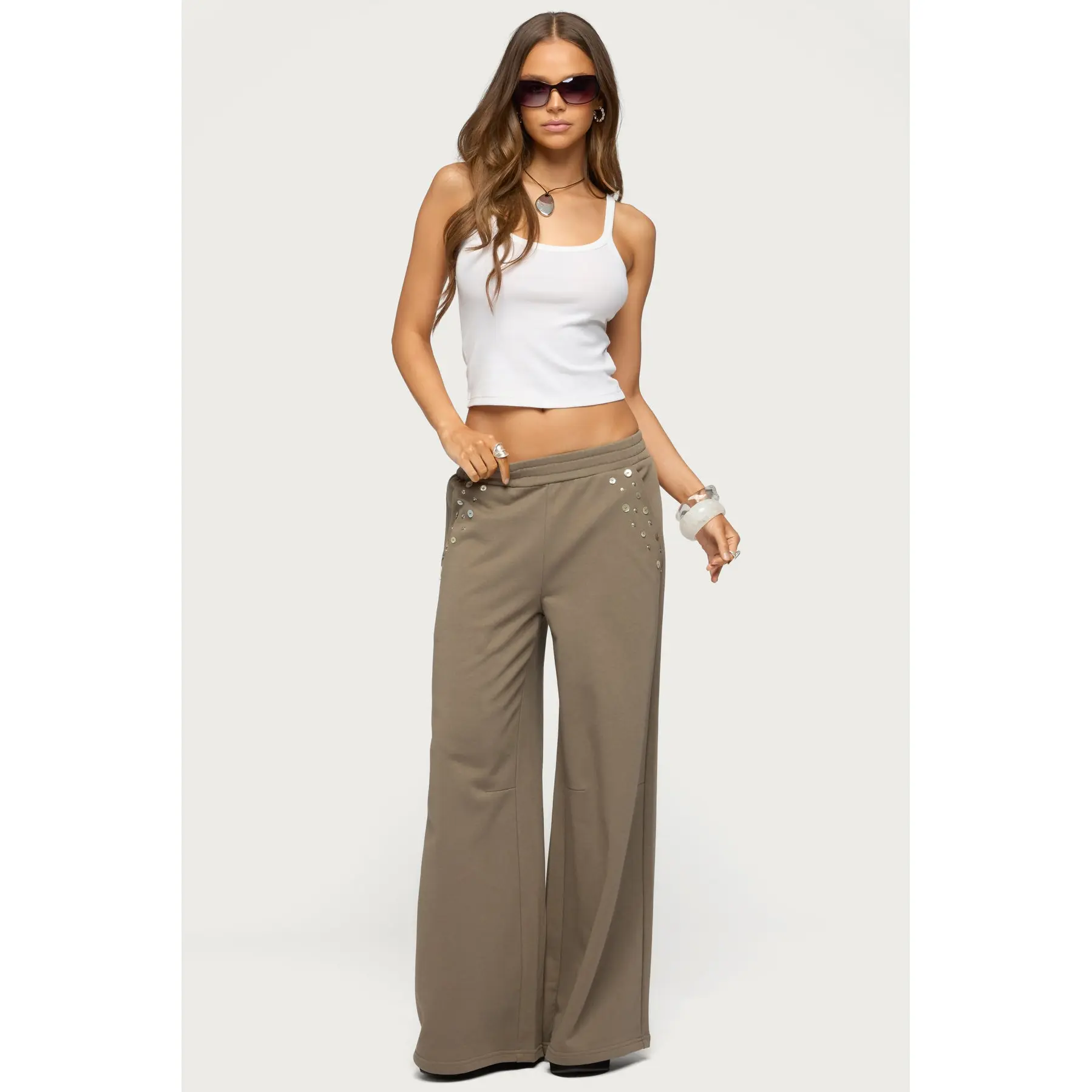 Zania Iridescent Button Sweatpants